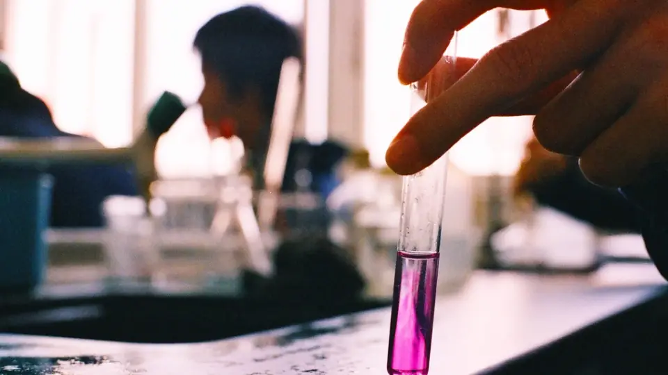 Scientist using a pipette with a test tube in a laboratory
